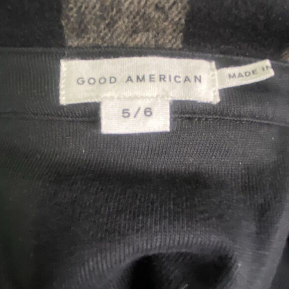 Good American Oversized Plaid Shacket Plus Size 3X (5-6) Putty Black Buffalo - Picture 5 of 7